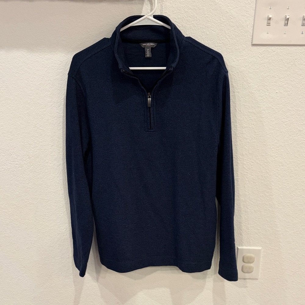 Navy Blue Quarter Zip Van Heusen Flex Men’s Size Small